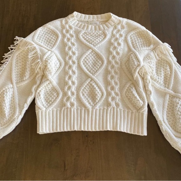 Line & Dot Jasper Fringe Sweater
Cable Knit Cropped Heavy Ivory Western BOHO - Picture 4 of 8
